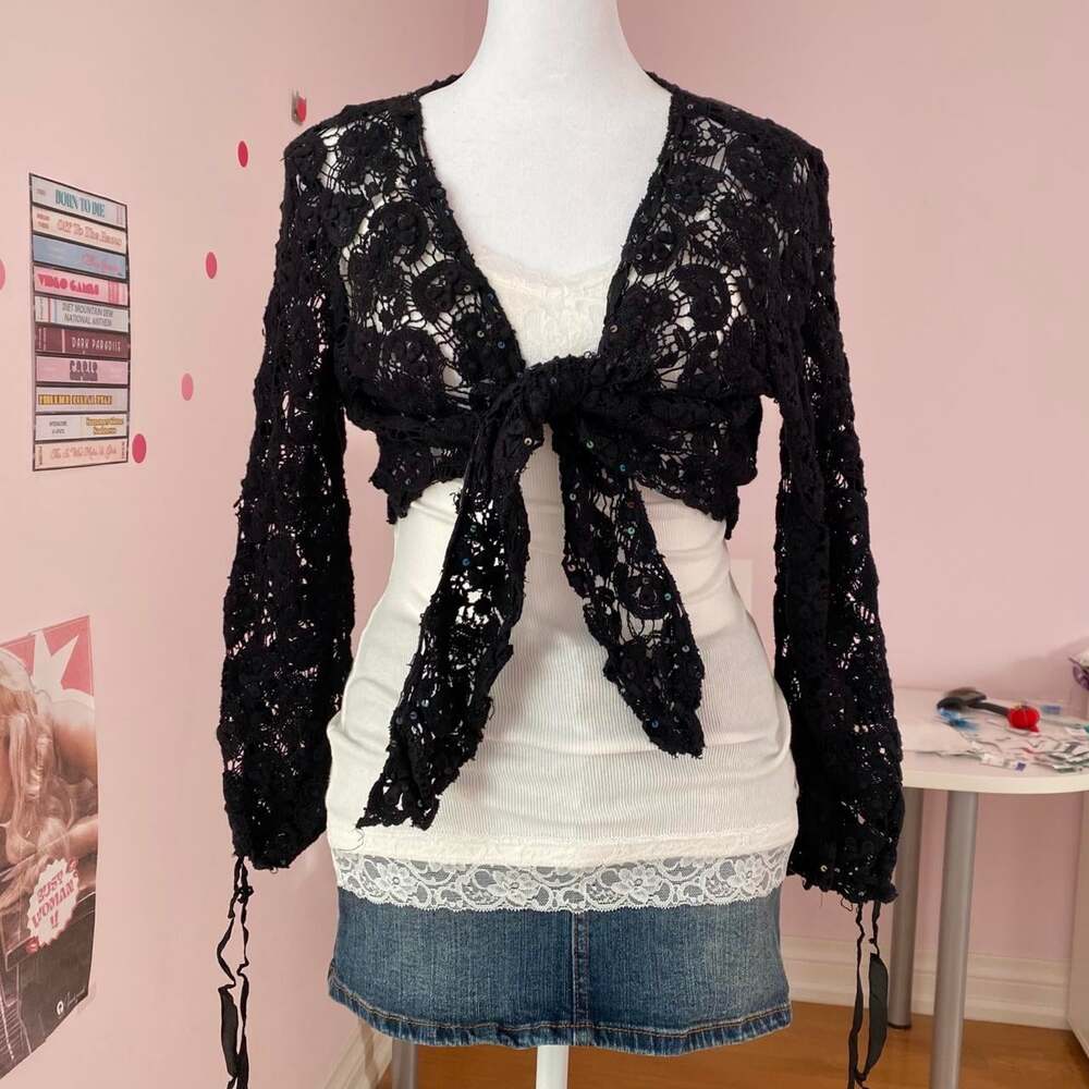 Women's Black Crop-top